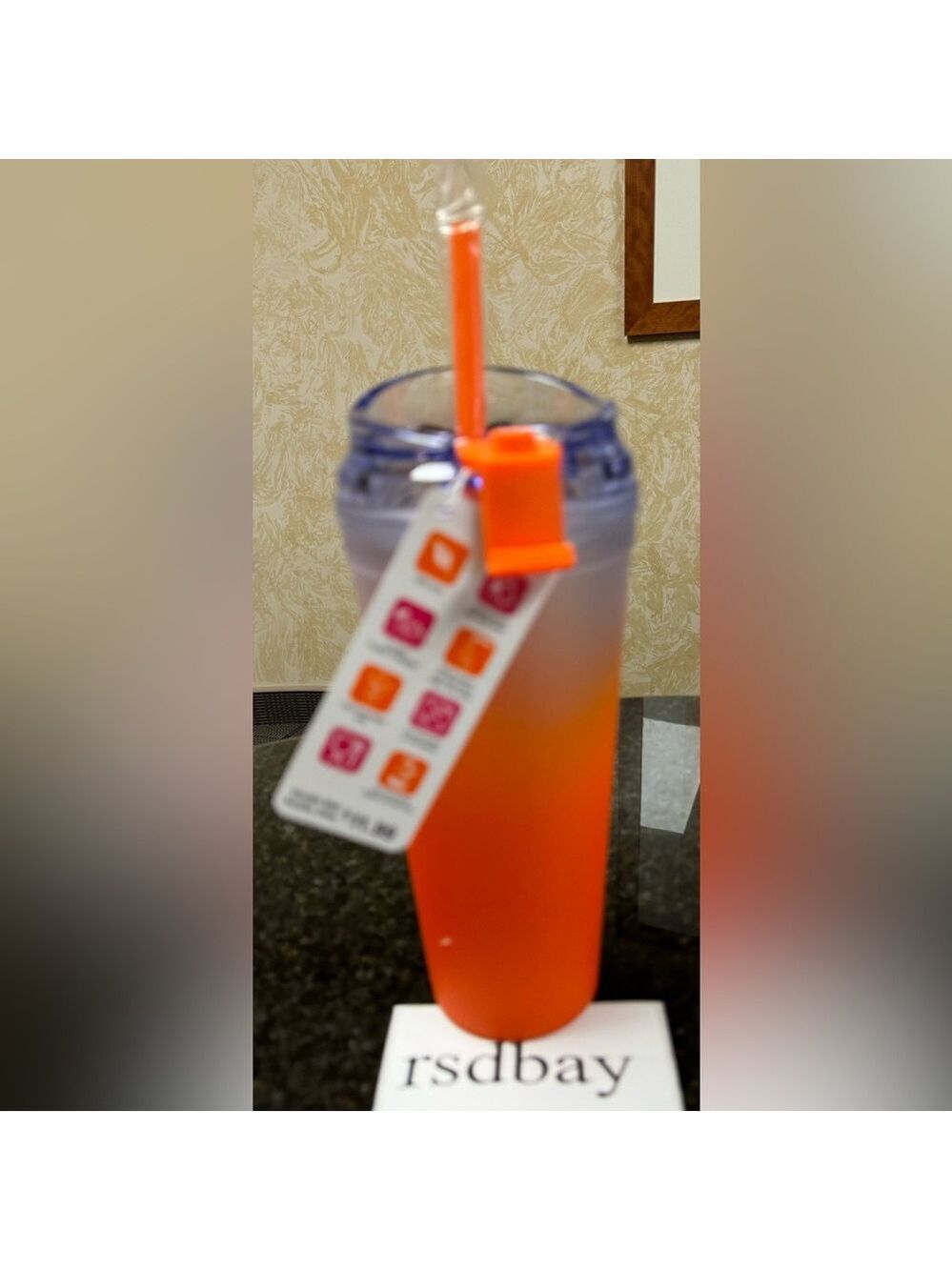 Dunkin' Summer 2024 Ombre Plastic Insulated 24oz Tumbler ORANGE - NWT - Picture 2 of 4
